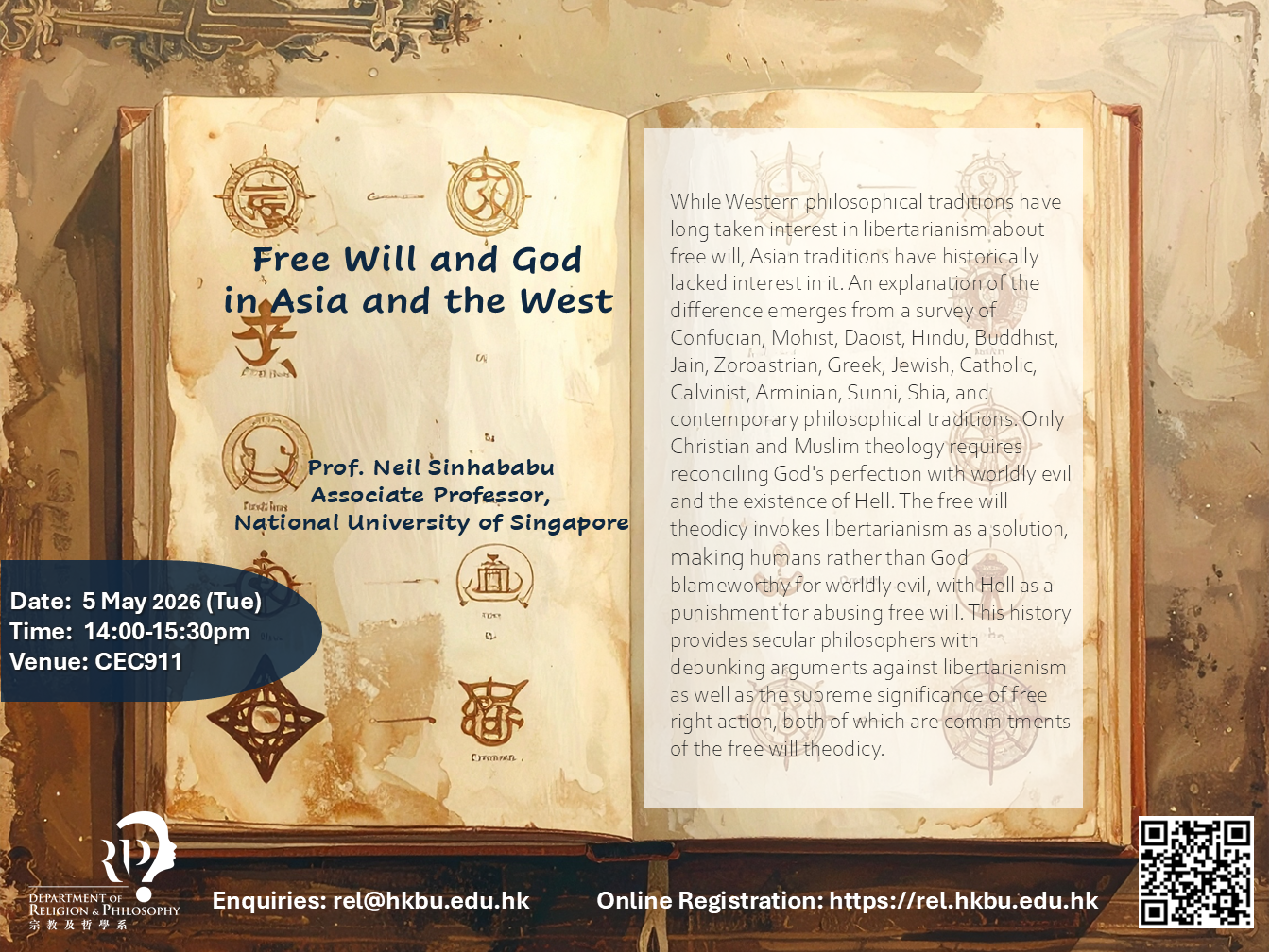 【演講】Prof. Neil Sinhababu: Free Will and God in Asia and the West
